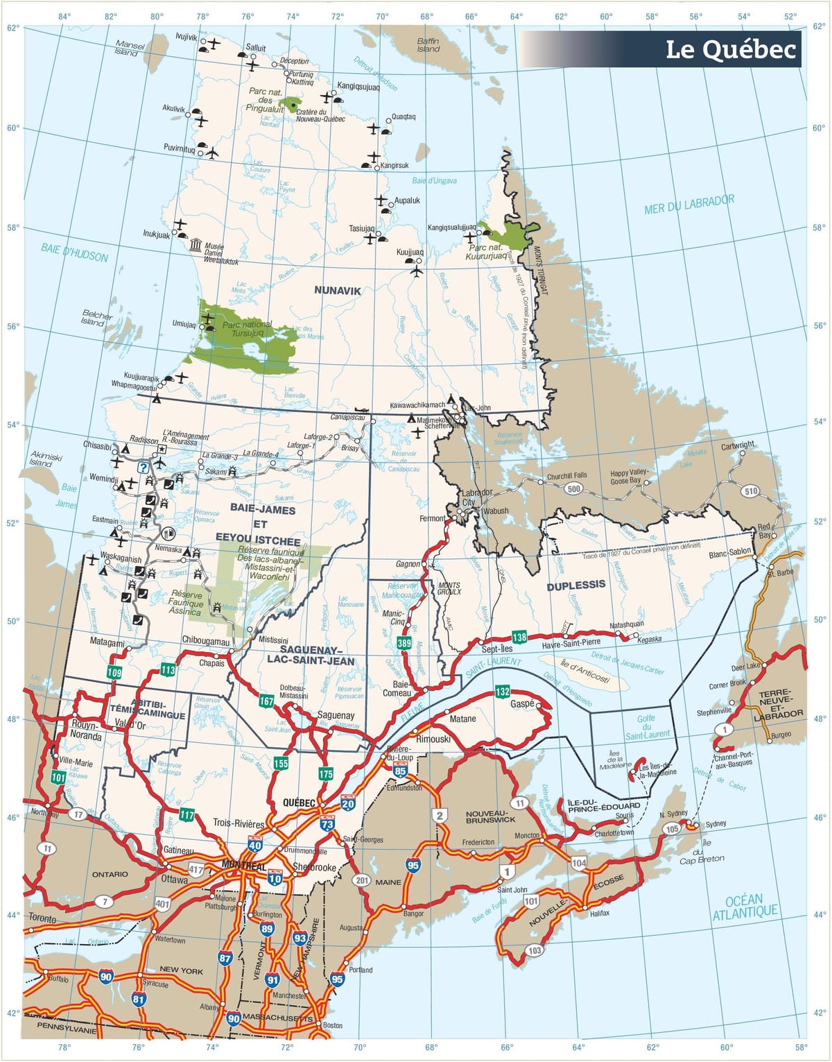 Карта дарог quebec Канада